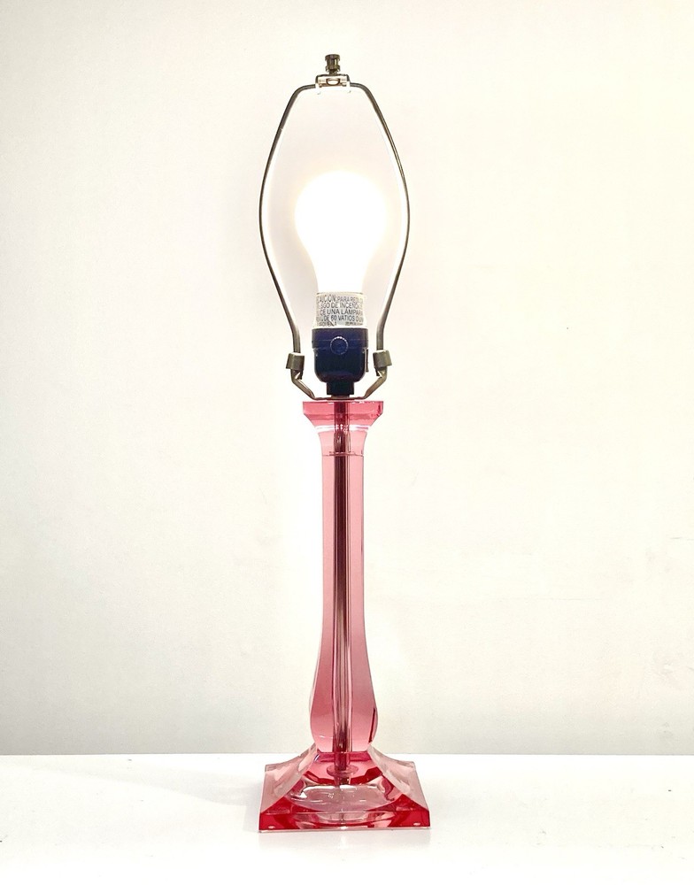 Fuchsia Pink Translucent Lucite Lamp - Retro Glam Barbie Vintage 60s MCM Boudoir