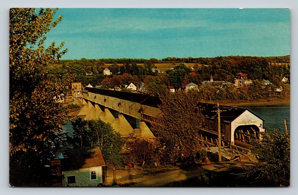 Longest Covered Bridge In The World, Over St. John River VINTAGE Postcard
