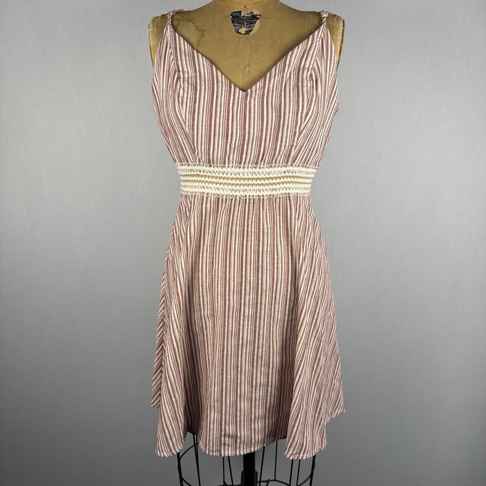 Speechless Striped Fit & Flare Dress Women’s L - Red White Sleeveless Summer NWT