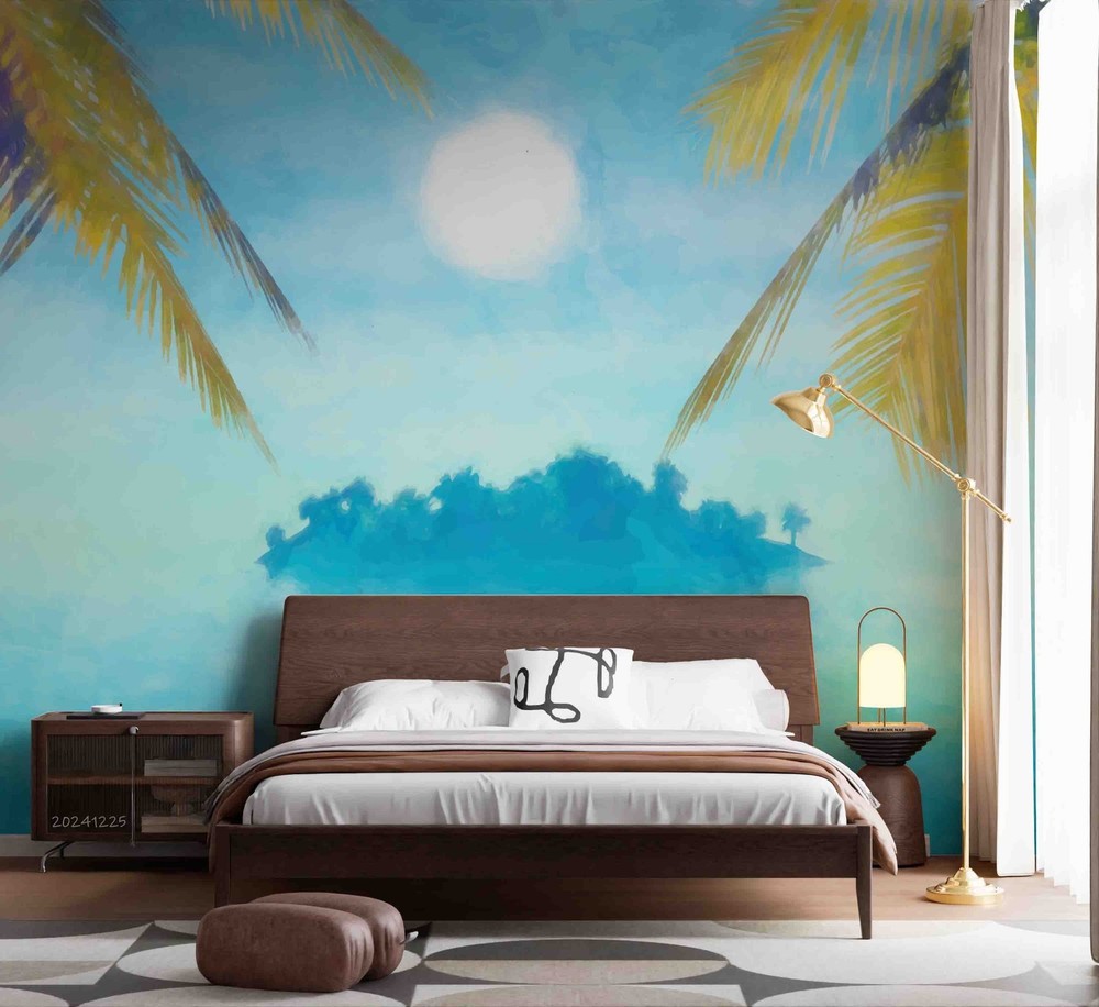 3D Tropical Landscape Watercolor Wall Murals Wallpaper Murals Wall Sticker