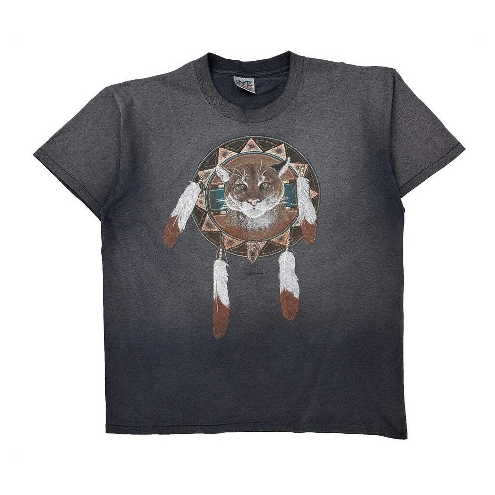 Single Stitch Puma Oneita T-Shirt - XL Gray Cotton Blend