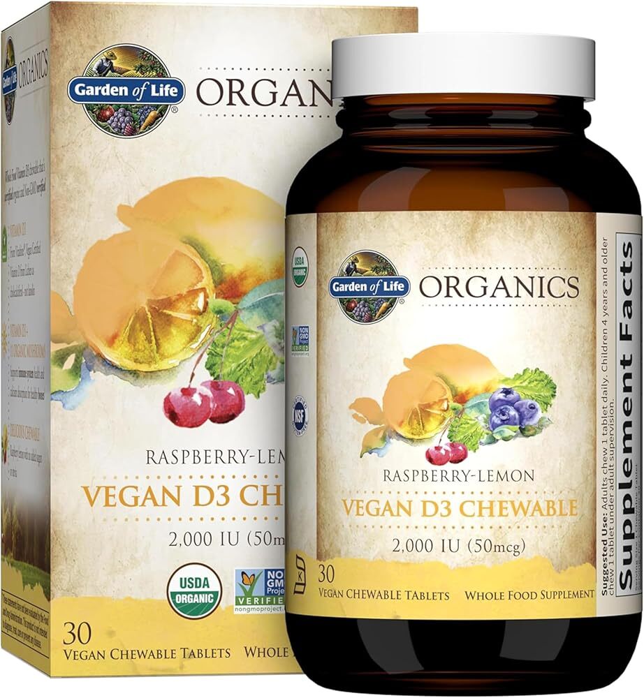 Garden of Life Organics Vegan Vitamin D3 Chewable - Raspberry Lemon, 2,000 IU...