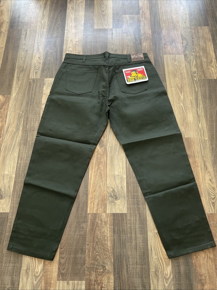Ben Davis 615 Pants DEAD STOCK Green Olive 50/50 Blend Men W42 L32 Vintage