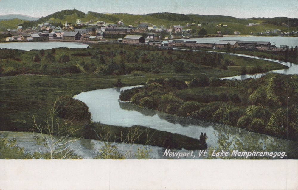 Aerial View Newport, VT Lake Memphremagog 1910 Postcard. Germany