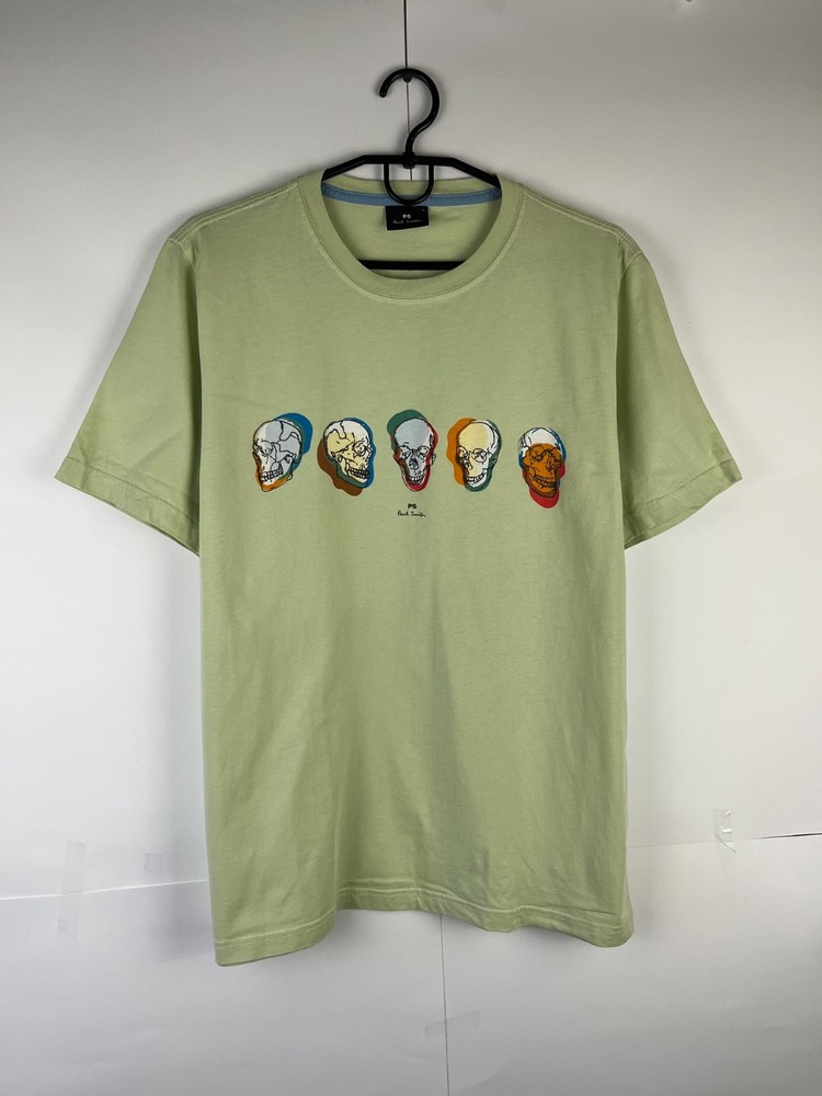 Paul Smith Skull Logo Cotton Men's Green Short Sleeve Tee Shirt Size M-L