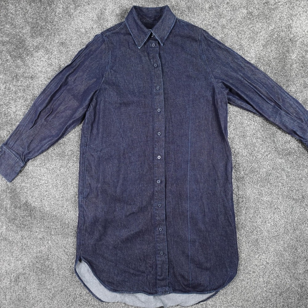 Cos Denim Shirt Dress Skirt Top Button Up Size 8 EUR 36 Women's Navy Blue