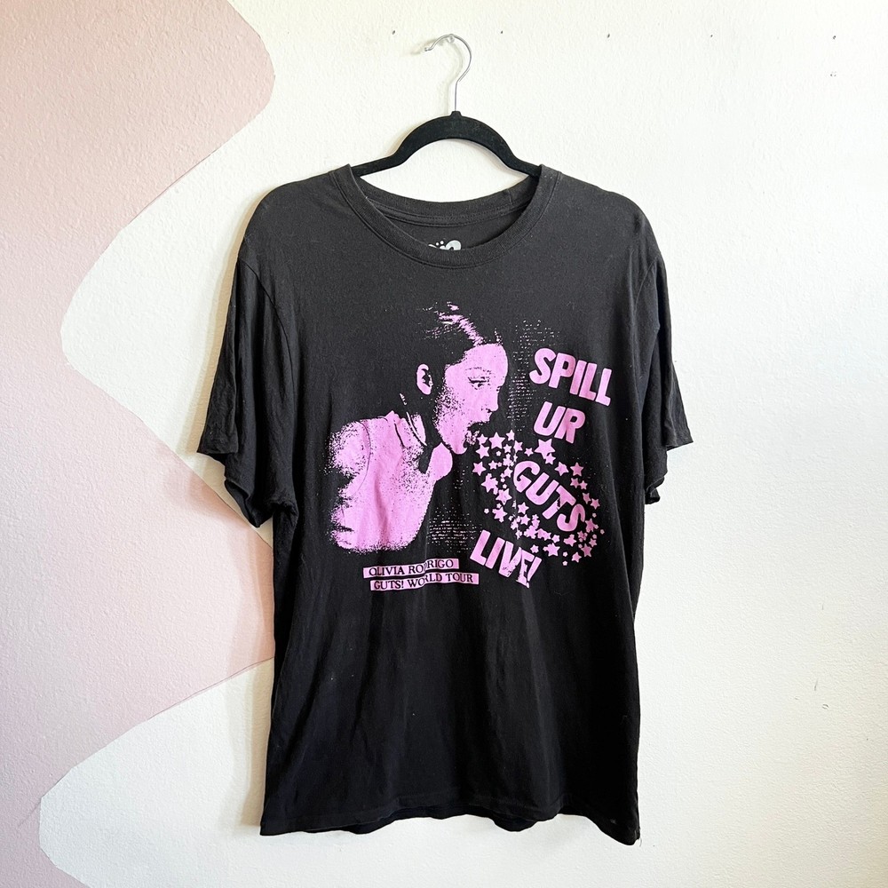 Olivia Rodrigo T Shirt Adult Large Black Purple Spill Your Guts Out World Tour