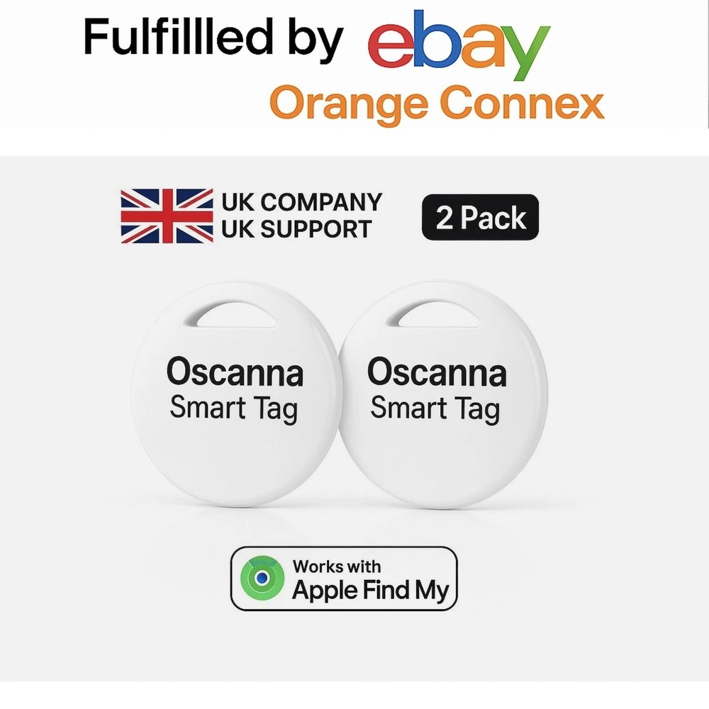 2 x Oscanna Tracker for Apple Find My iPhone –AirTag Compatible Key Finder White
