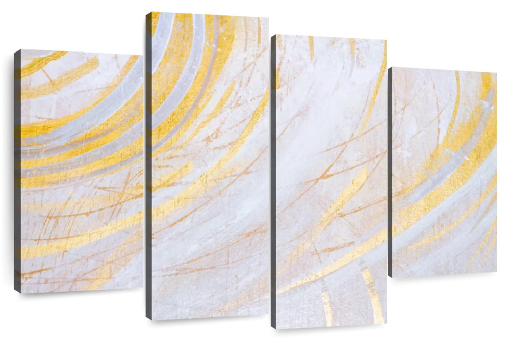White And Gold Abstract Wall Art