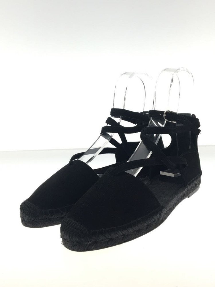 Authentic HERMES Espadrille Sandal EU 37 Black Suede F/S Used