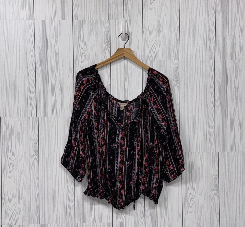 Arizona Jean company shirt womens size XXL long sleeve blouse patterned