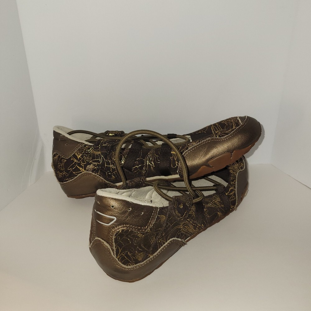 Diesel Shoes Womens 9 Leather Maudy Jane Vintage Casual Y2K Flats Brown & Gold