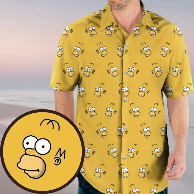 Homer Simpson Hawaiian Shirt, The Simpsons Tropical Shirt, Cartoon Outfit For Fa