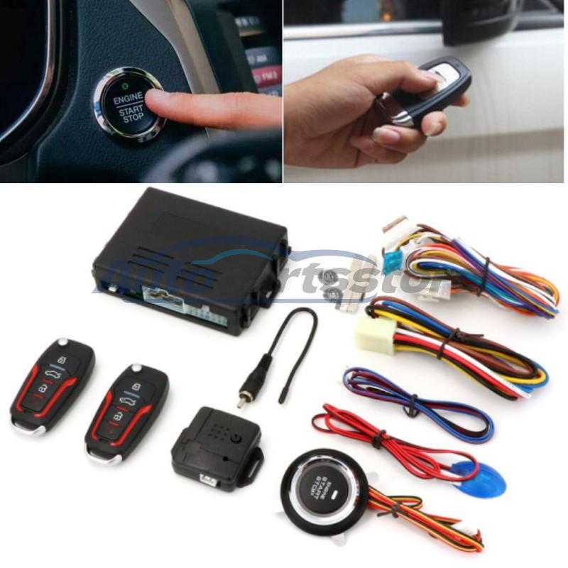 Car Keyless Entry Engine Start Stop Alarm System Push Button Remote Control Kit