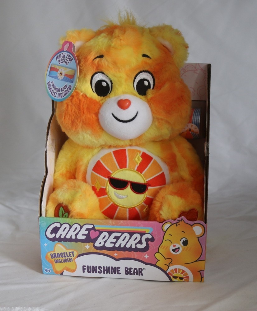 Care Bears Funshine Bear Plush Toy with Bracelet NEW Match Your Bestie