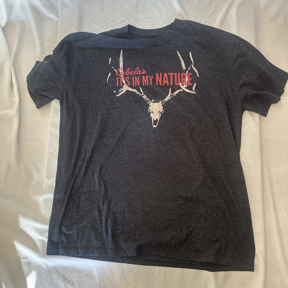 Cabela's Deer Hunting T-Shirt Size XL Gray Lightweight “It’s In My Nature”