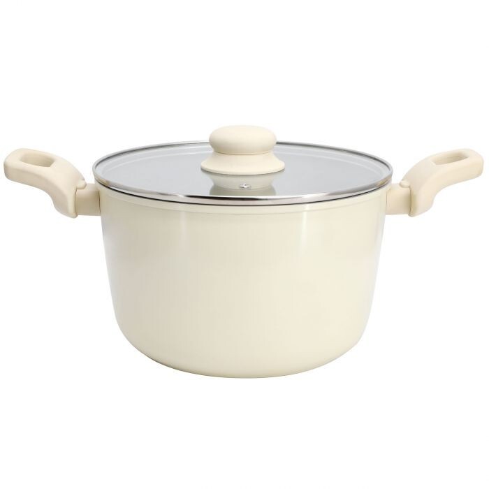Gibson Home 5 Quart Ceramic Nonstick Aluminum Stock Pot with Lid in Cranberry
