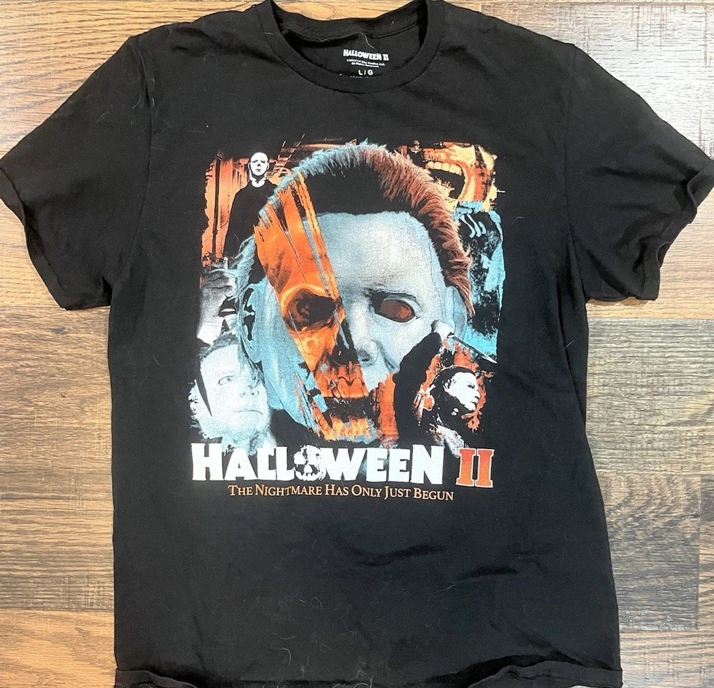 Halloween II T- Shirt Black Size Large Michael Myers Graphic Tee Universal City