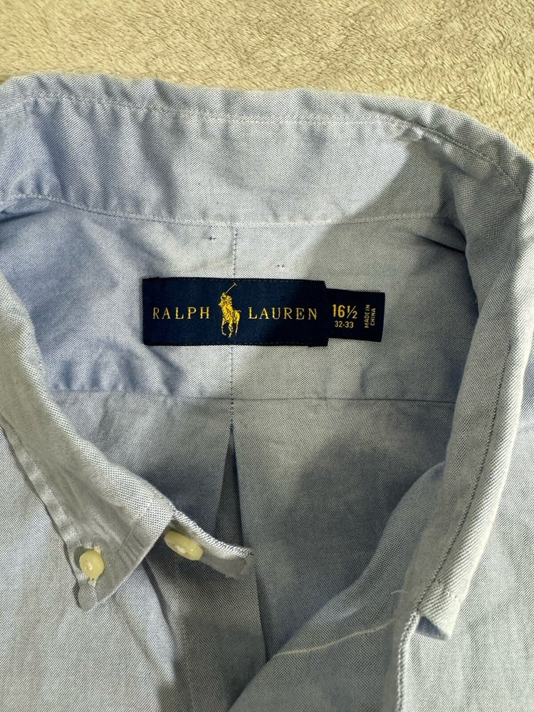Ralph Lauren Mens Button Down Shirt Classic Fit Long Sleeve Blue Size 16.5 32/33