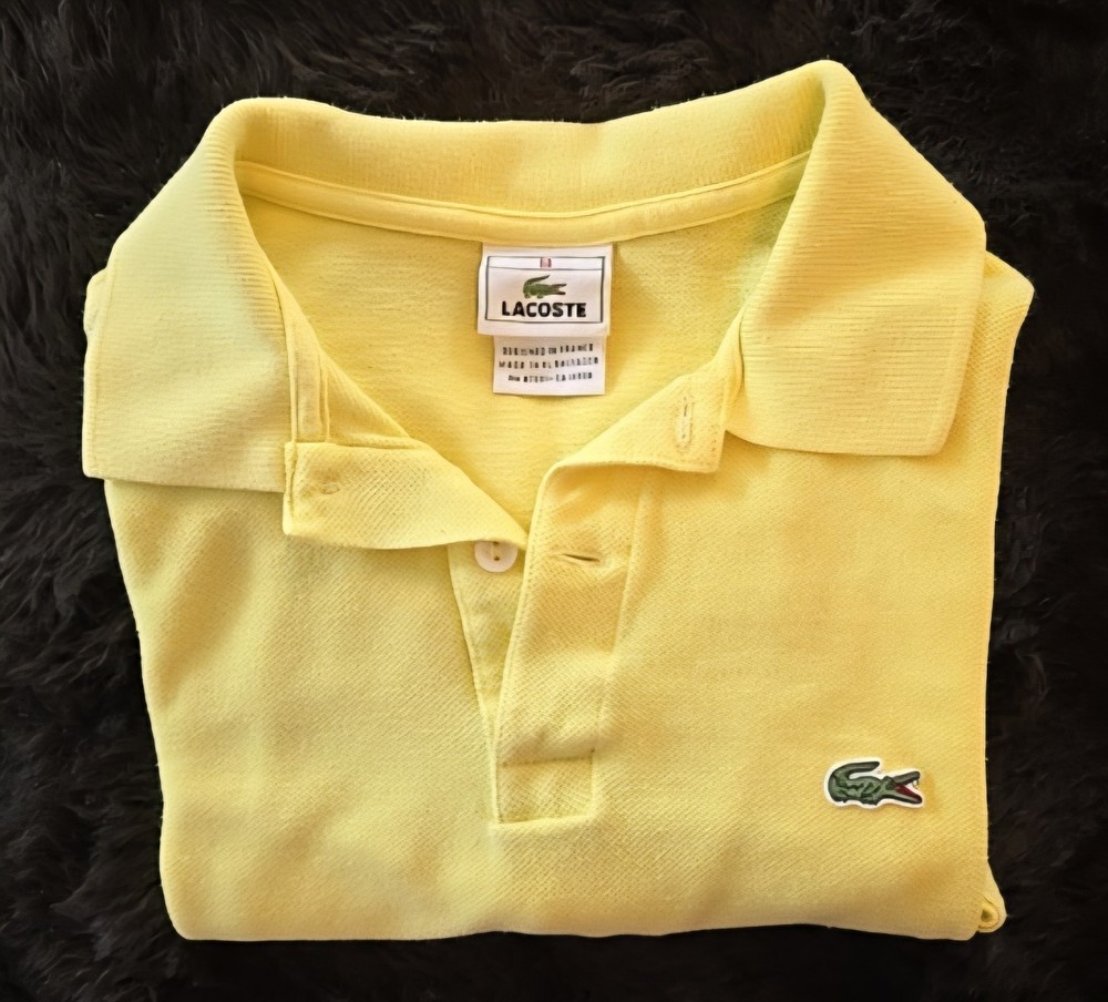 Lacoste Youth Size 14 Yellow Polo Shirt Embroidered Croc Logo Pre-Owned