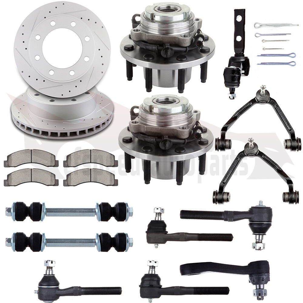 14PCS Ford F-250 Suspension Kit 00-03 Control Arms Ball Joints Sway Bar Wheel Hubs