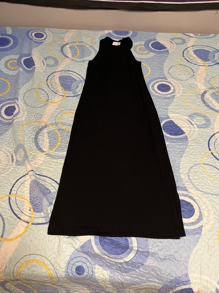 House Of Harlow 1960 Midi Dress Black Ribbed Knit Sleeveless Women Size Small