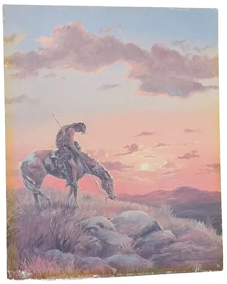 ART PRINT END OF THE TRAIL MARIANNE CAROSELLI NATIVE AMERICAN VTG WARRIOR HORSE