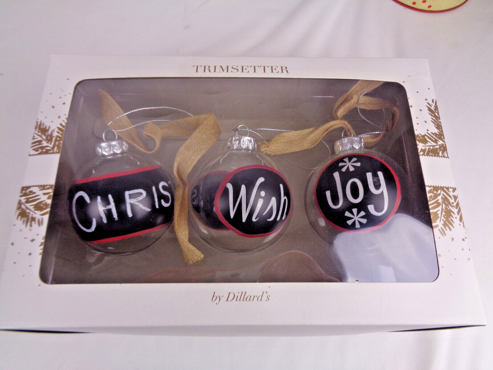Dillard's Trimsetter Glass Christmas Ornaments (3) -  Chalkboard Front Sayings