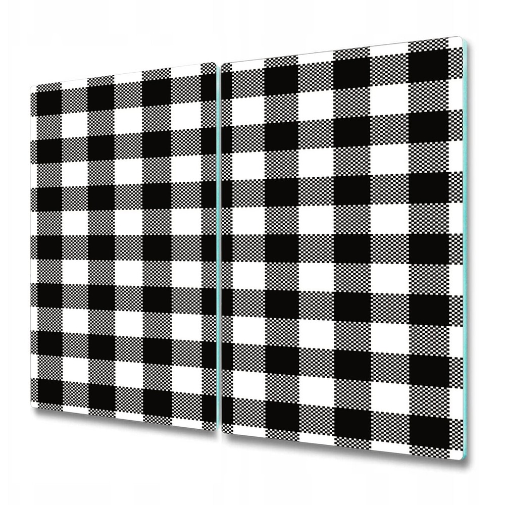 Tempered Glass Chopping Cutting Board Worktop Saver Gingham Check 2x30x52