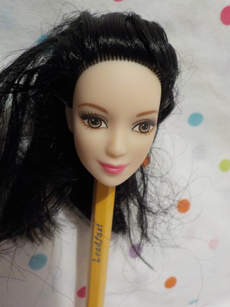 NEW Gorgeous Barbie Doll Head,BlackHair, Mattel, Parts, Replacement, OOAK
