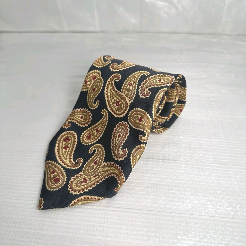 Banana Republic Tie Mens Blue Gold Paisley 100% Silk Made In Italy EUC
