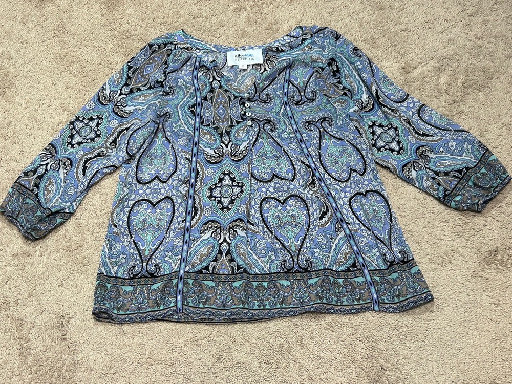 Alice Blue by Stitch Fix Womens Shirt Size Medium Multicolor Dressy Flowy