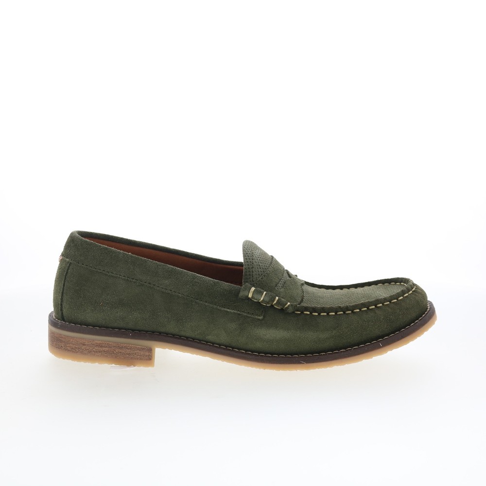 Pajar Wayne 51885 Mens Green Suede Slip On Loafers & Slip Ons Penny Shoes