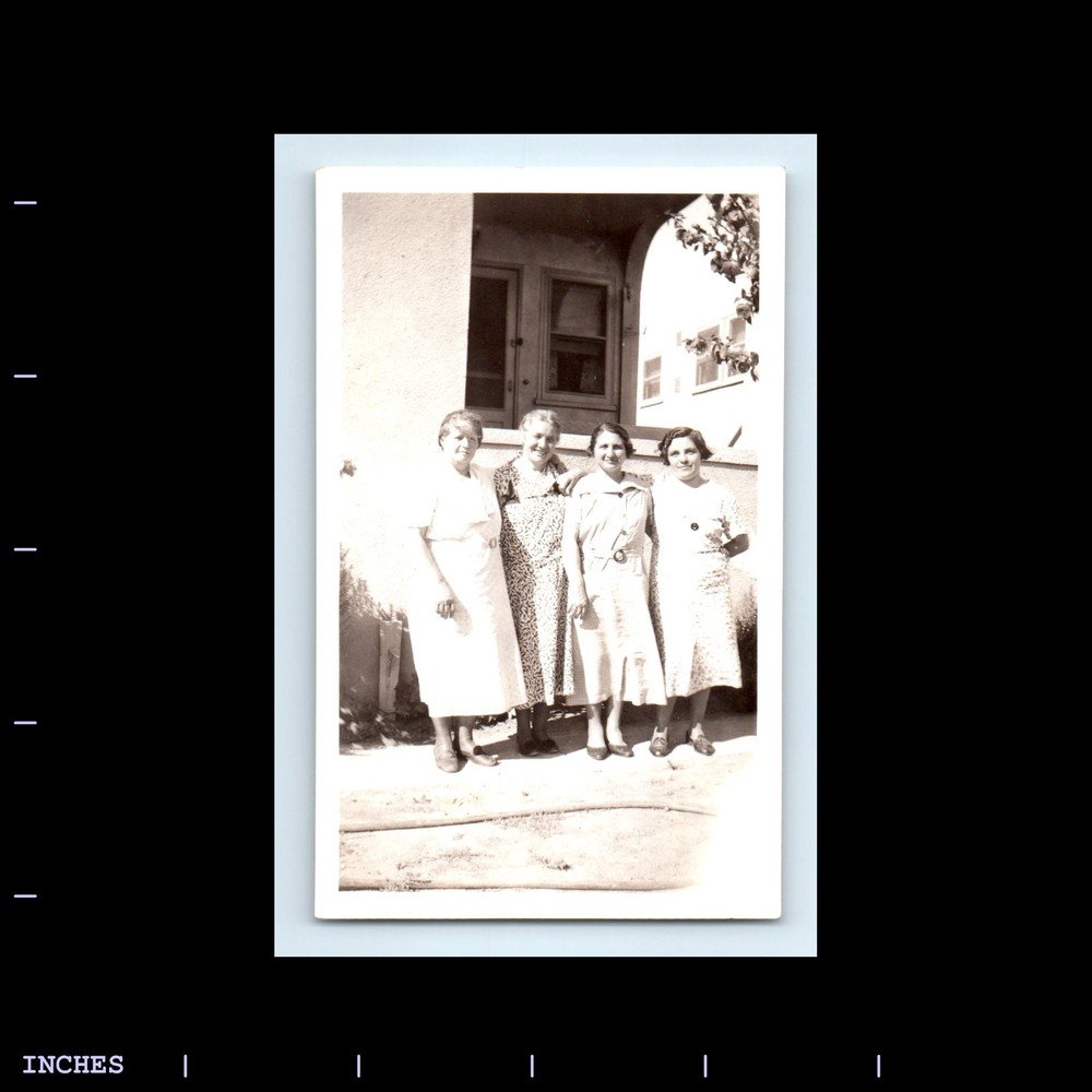 Old Vintage Photo WOMEN STANDING OUTSIDE HOUSE AFFECTIONATE