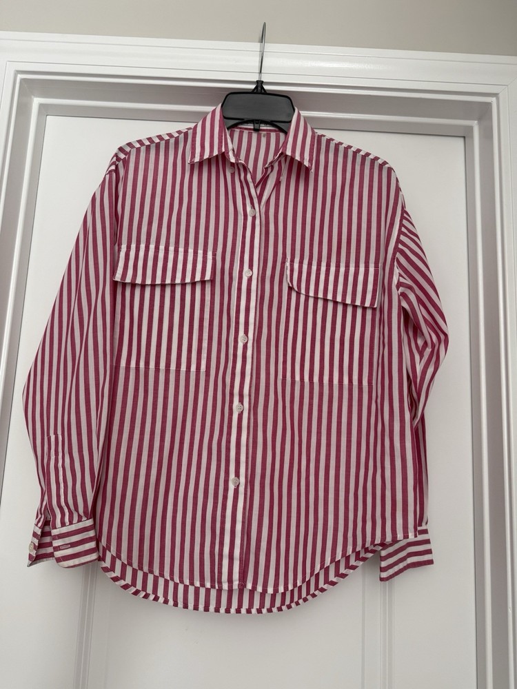 Vntg gap clothing co.  Women’s long sleeve cotton shirt pink striped, button-up