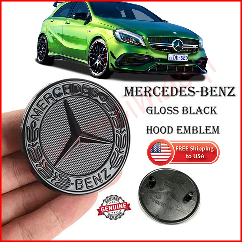 AMG Gloss Black Laurel Wreath Hood Badge for Mercedes CLA E CLS SLK