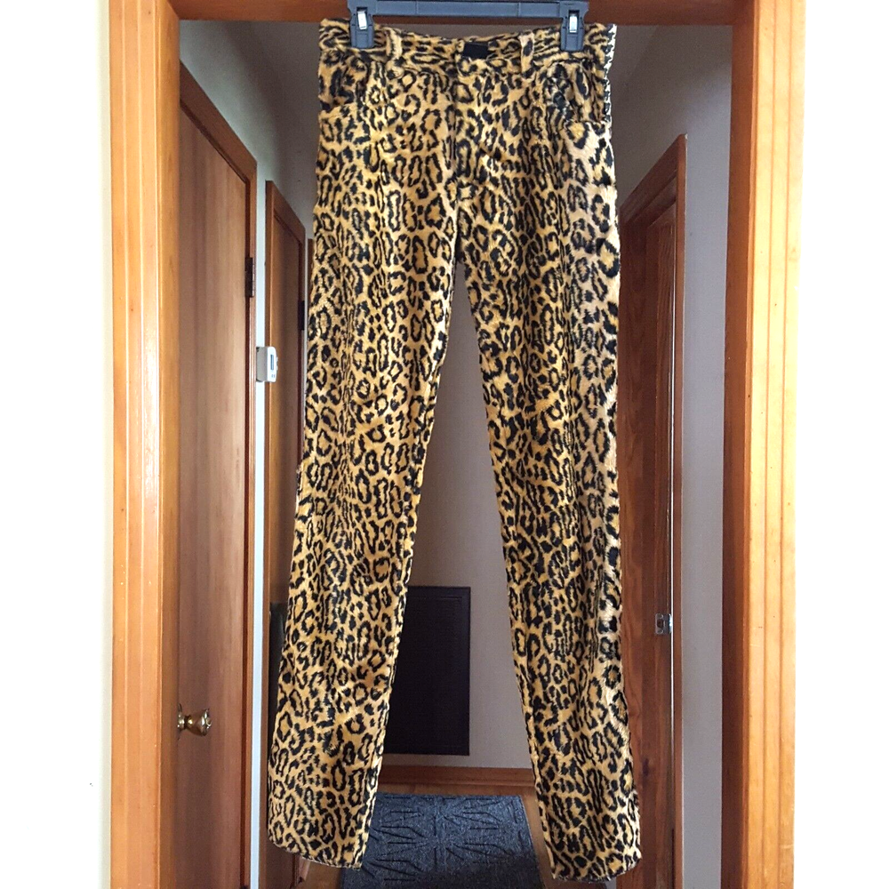 Lip Service Womens Pants Leopard Print Brown Beige Black Belted 29 Vintage