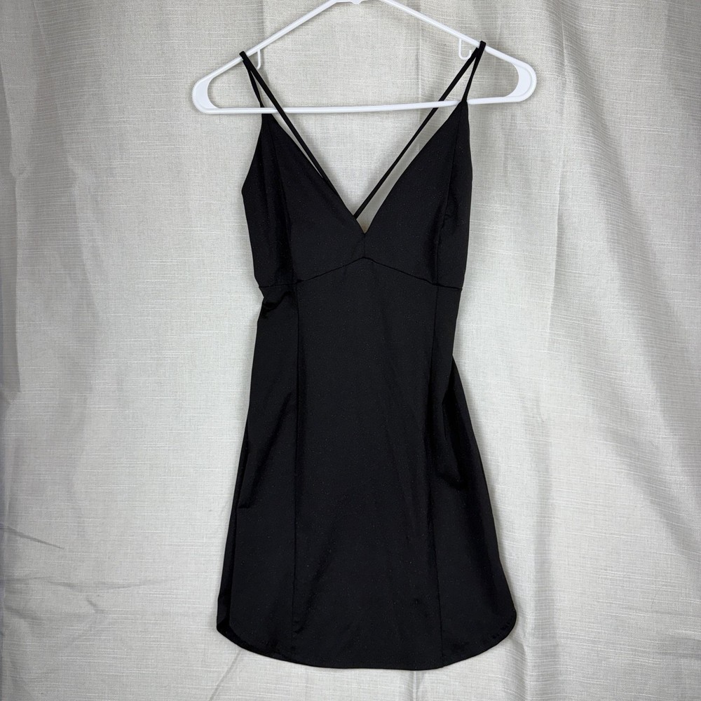 y2k Windsor Dress Womens Medium Black V Neck Slip Spaghetti Strap Mini Party