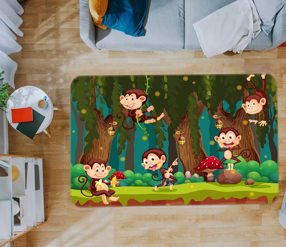3D Forest Cute Monkey ZHUC1874 Game Non Slip Carpet Mat Photo Carpet Amy