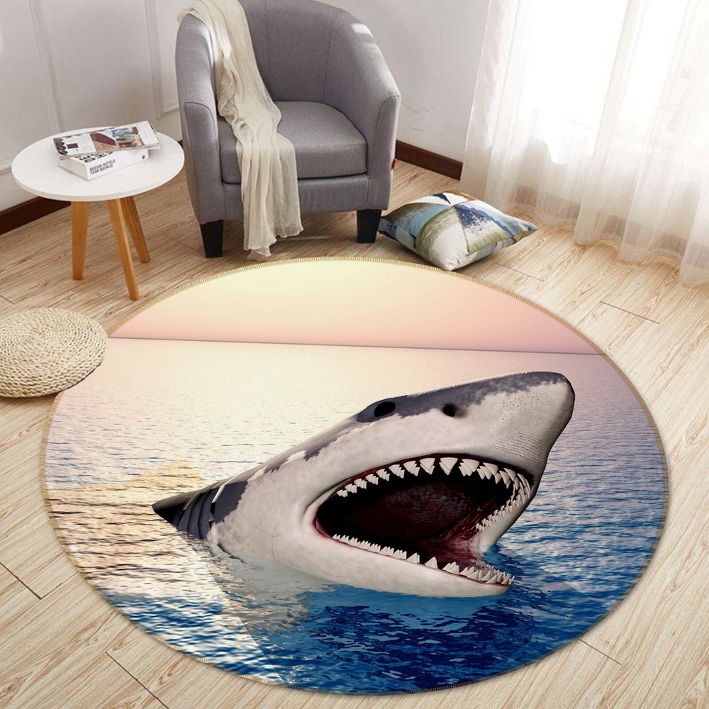 3D Sea Shark O179 Non-Slip Rug Mat Stylish Animal Print Carpet for Home Decor