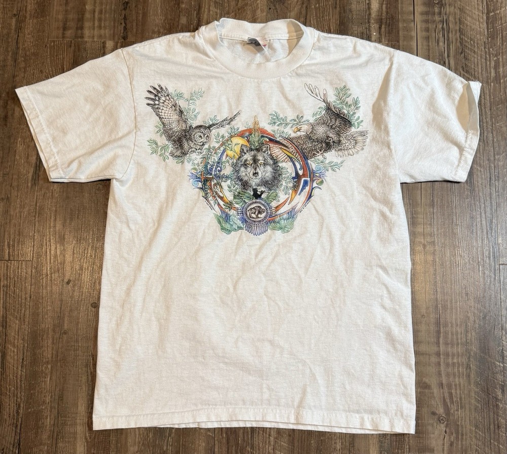Vintage 90s Joan Marie Nature Graphic Tee Medium Hanes Heavyweight