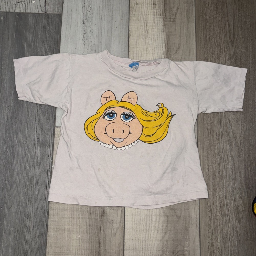 Vintage Miss Piggy T Shirt Disney Kids Youth Medium Pink 80s Jim Henson