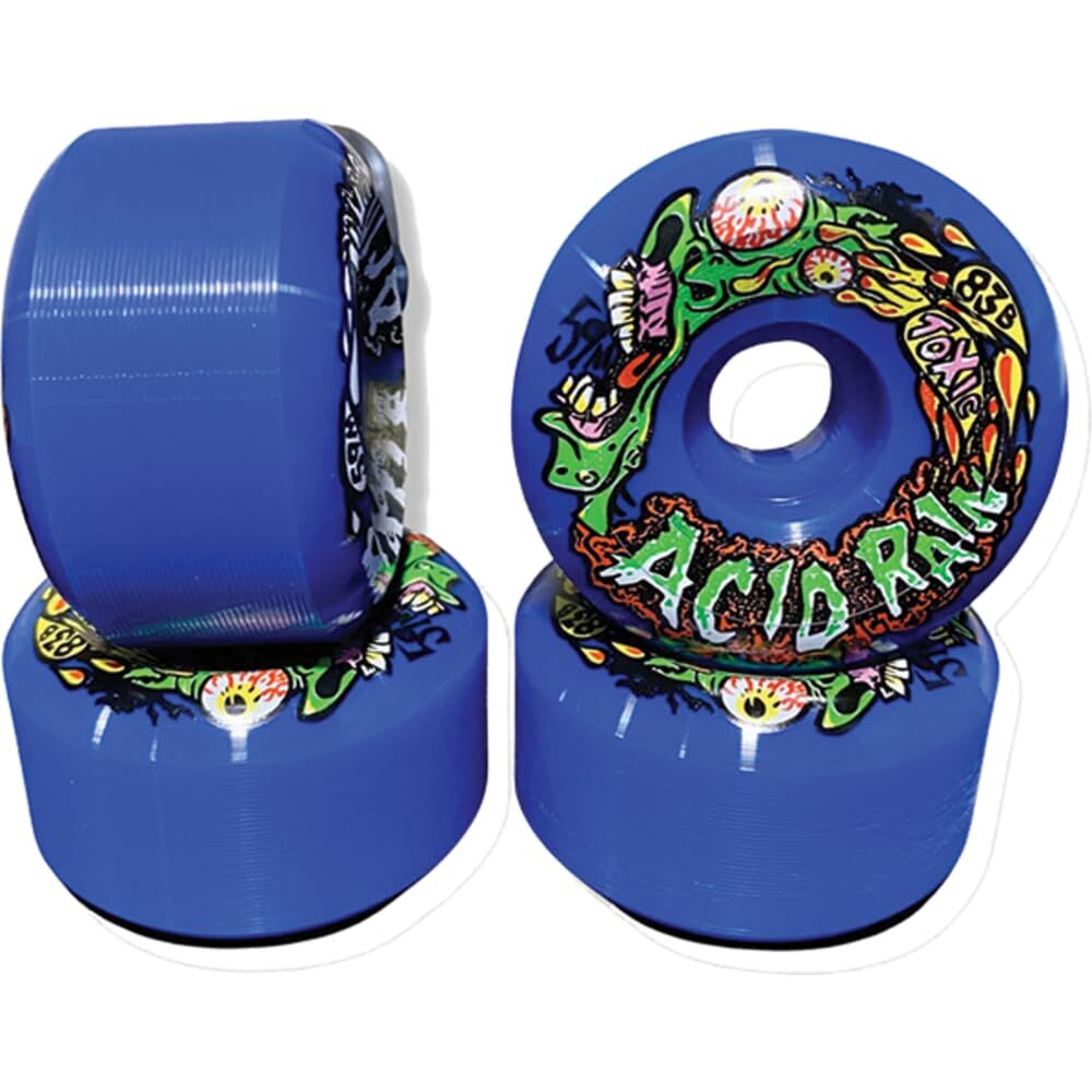toxic Superthane Acid Rain 59MM 103A Blue Skateboard Wheels (Set of 4)