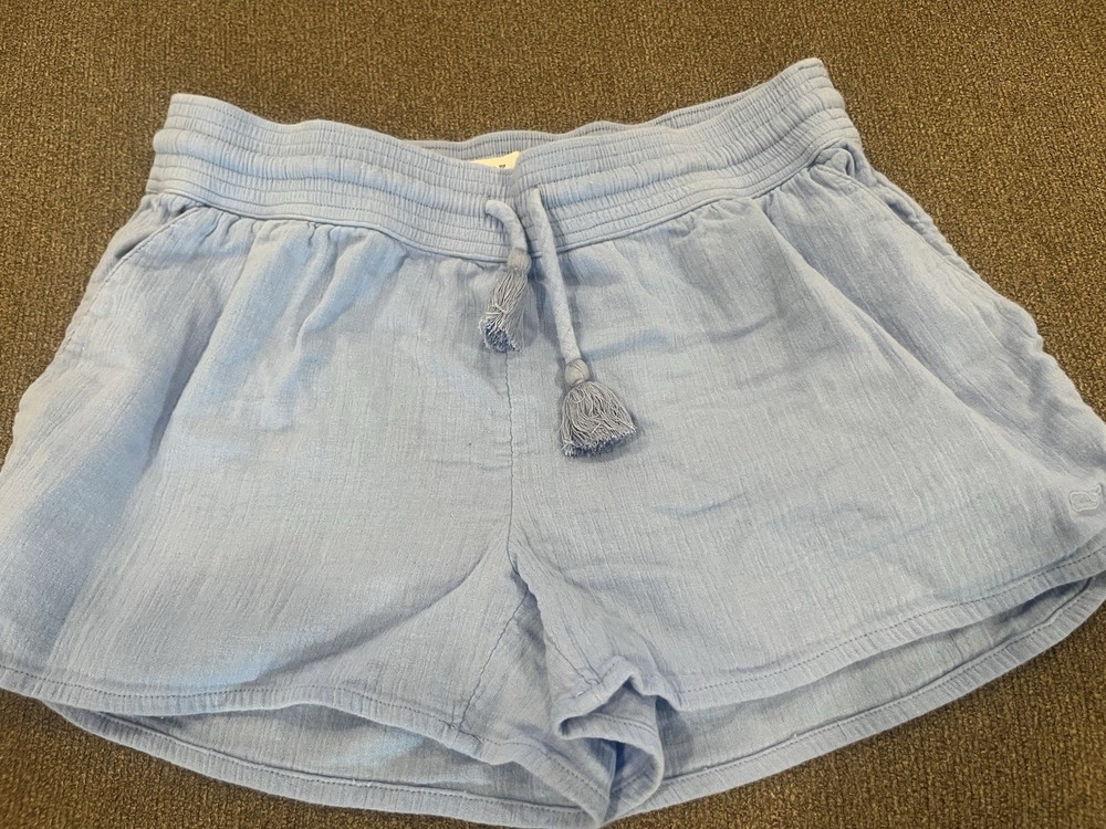 Vineyard Vines Chambray Pull-on Shorts Drawstring Blue Tassels Size XS