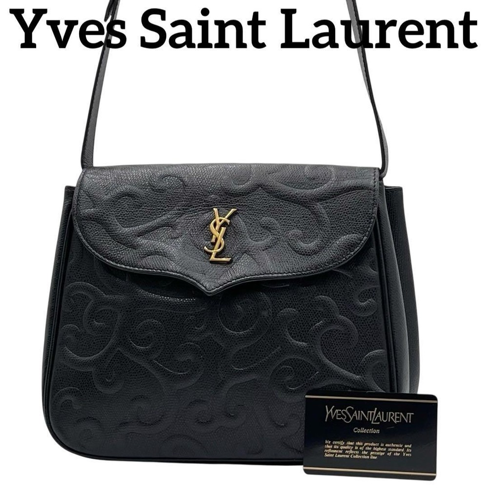 Vintage YSL Black Leather Shoulder Bag Rare Yves Saint Laurent Crossbody