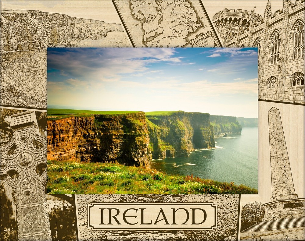 Ireland Laser Engraved Wood Picture Frame Landscape (4 x 6)