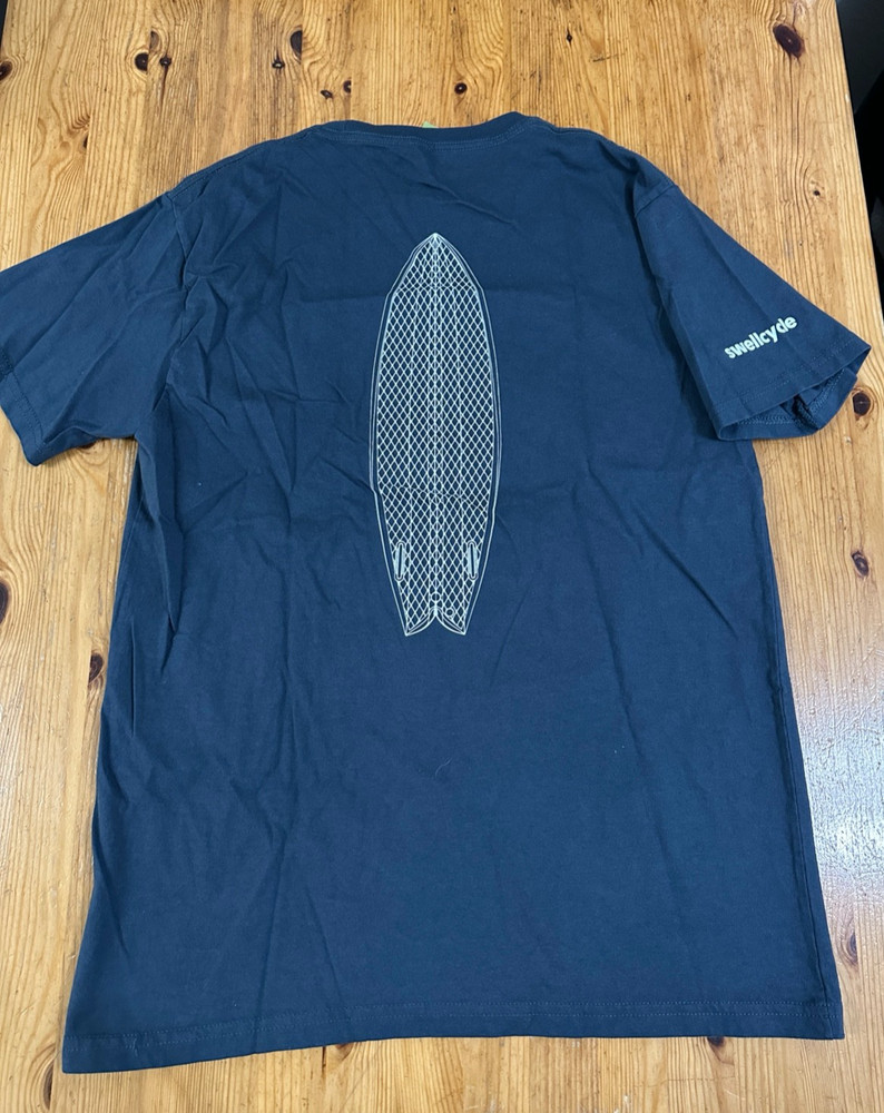 Econscious Organic Cotton T-Shirt Surfboard Back Print Blue size M beach Casual