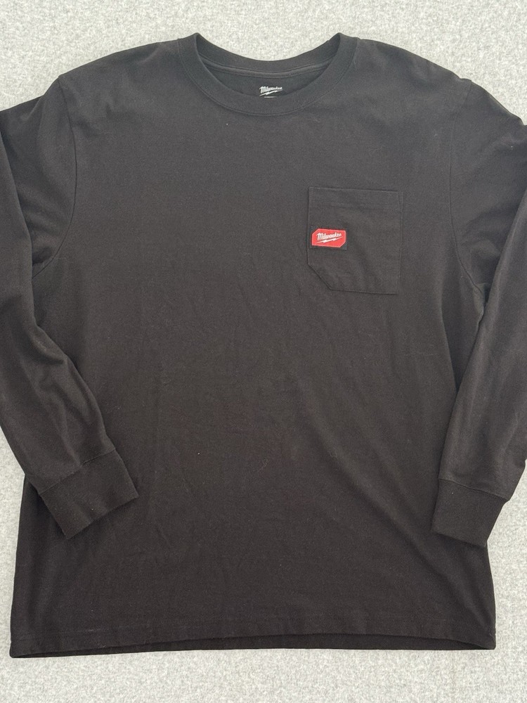 Milwaukee Black Long Sleeve Shirt Chest Pocket Workwear Tools Men’s Size XL