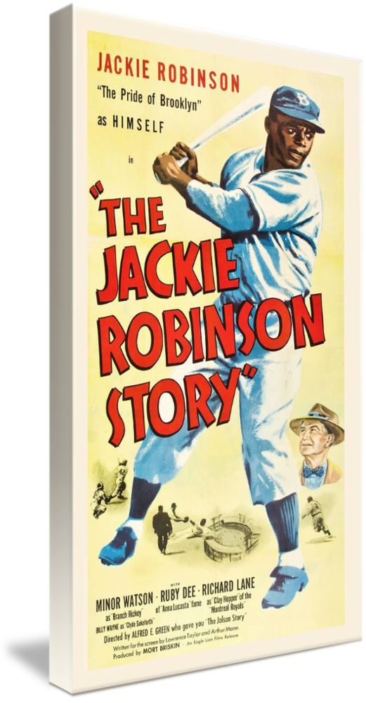 Canvas - Jackie Robinson Story Baseball Movie, Vintage Film Poster Ad, 3 Sizes