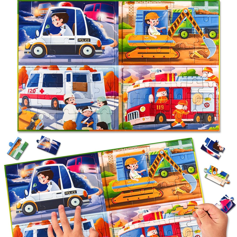 Magnetic Puzzles for Kids Ages 2-4 Car Ambulance Patterns Magnetic Puzzle Boo...